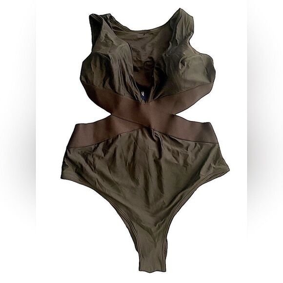 H&M med V-neck swimsuit. Two-part section at back, cut-out sections at sides - Picture 3 of 11